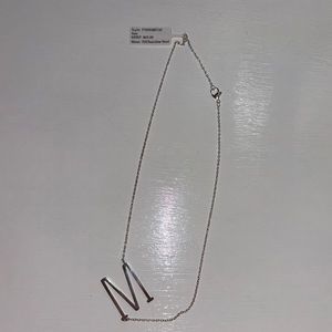 Savvy Cie Jewels stainless steel silver initial pendant necklace letter M